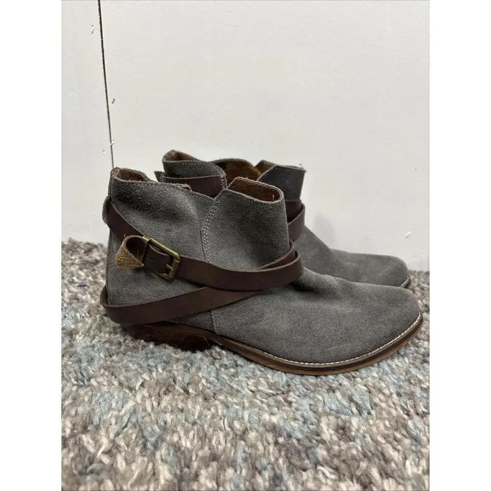 Sixtyseven Boots Womens 36 6 Anthropologie Boho Ankle Side Zip Buckles Leather